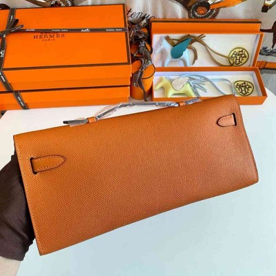 Hermes Kelly Cut Handmade Bag in Orange Epsom Calfskin