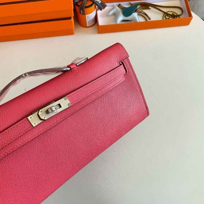 Hermes Kelly Cut Handmade Bag in Rose Lipstick Epsom Calfskin