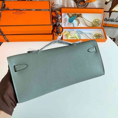 Hermes Kelly Cut Handmade Bag in Vert Amande Epsom Calfskin