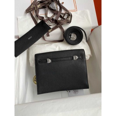 Hermes Kelly Danse II Bag In Black Evercolor Calfskin