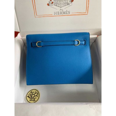 Hermes Kelly Danse II Bag In Blue Hydra Evercolor Calfskin