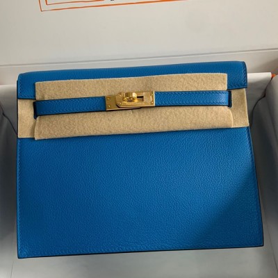 Hermes Kelly Danse II Bag In Blue Hydra Evercolor Calfskin