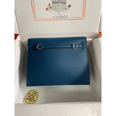 Hermes Kelly Danse II Bag In Deep Blue Evercolor Calfskin