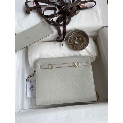 Hermes Kelly Danse II Bag In Pearl Grey Evercolor Calfskin