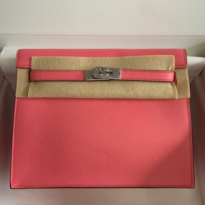 Hermes Kelly Danse II Bag In Rose Lipstick Evercolor Calfskin