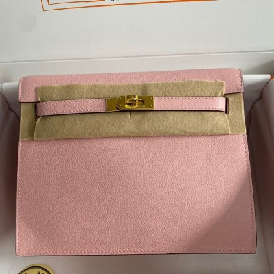 Hermes Kelly Danse II Bag In Rose Sakura Evercolor Calfskin