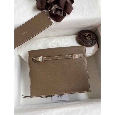 Hermes Kelly Danse II Bag In Taupe Evercolor Calfskin