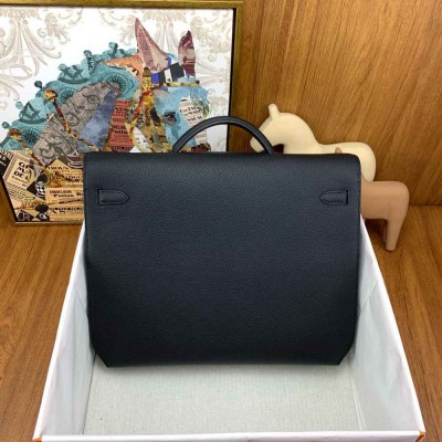 Hermes Kelly Depeches 36 Briefcase in Black Clemence Leather