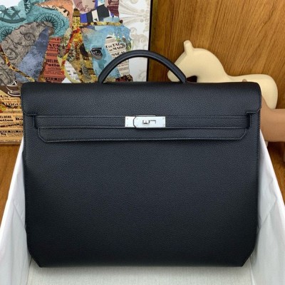 Hermes Kelly Depeches 36 Briefcase in Black Clemence Leather