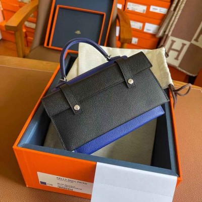 Hermes Kelly Doll Picto Bag in Blue Royal Epsom Calfskin