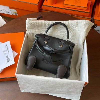 Hermes Kelly Doll Quelle Idole Bag in Black Swift Calfskin