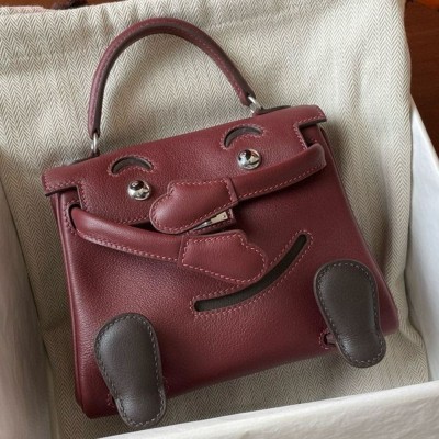 Hermes Kelly Doll Quelle Idole Bag in Bordeaux Swift Calfskin