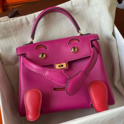 Hermes Kelly Doll Quelle Idole Bag in Rose Purple Swift Calfskin