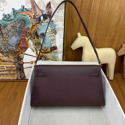 Hermes Kelly Elan Handmade Bag In Rouge Sellier Chevre Mysore Leather