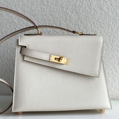 Hermes Kelly En Desordre 20 Handmade Bag In Craie Epsom Calfskin