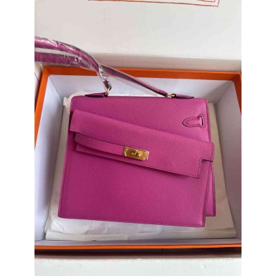 Hermes Kelly En Desordre 20 Handmade Bag in Magnolia Epsom Calfskin