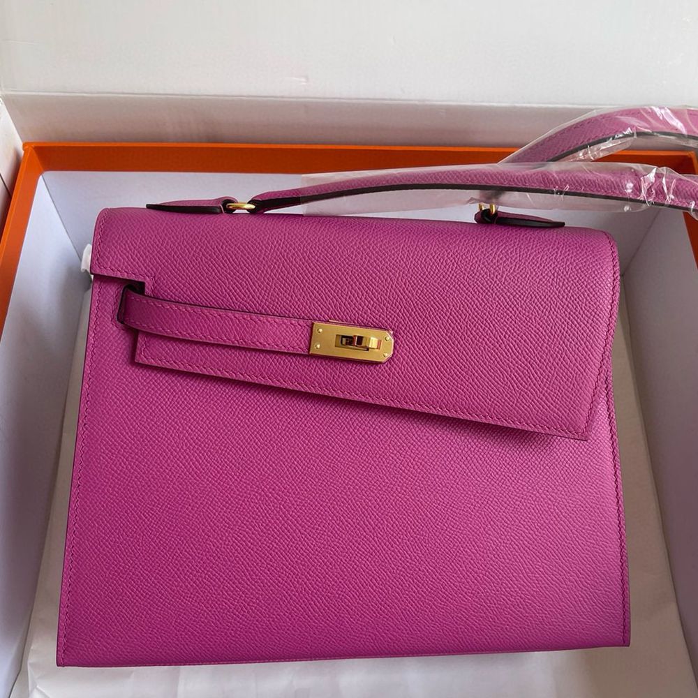 Hermes Kelly En Desordre 20 Handmade Bag in Magnolia Epsom Calfskin