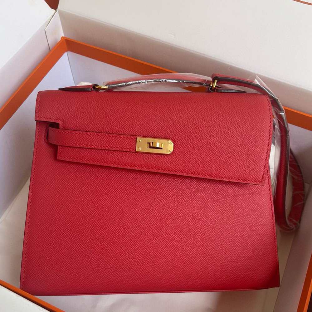 Hermes Kelly En Desordre 20 Handmade Bag in Red Epsom Calfskin