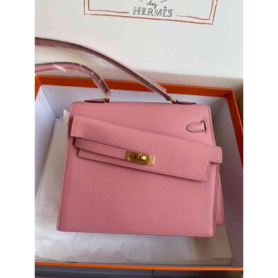 Hermes Kelly En Desordre 20 Handmade Bag in Rose Confetti Epsom Calfskin