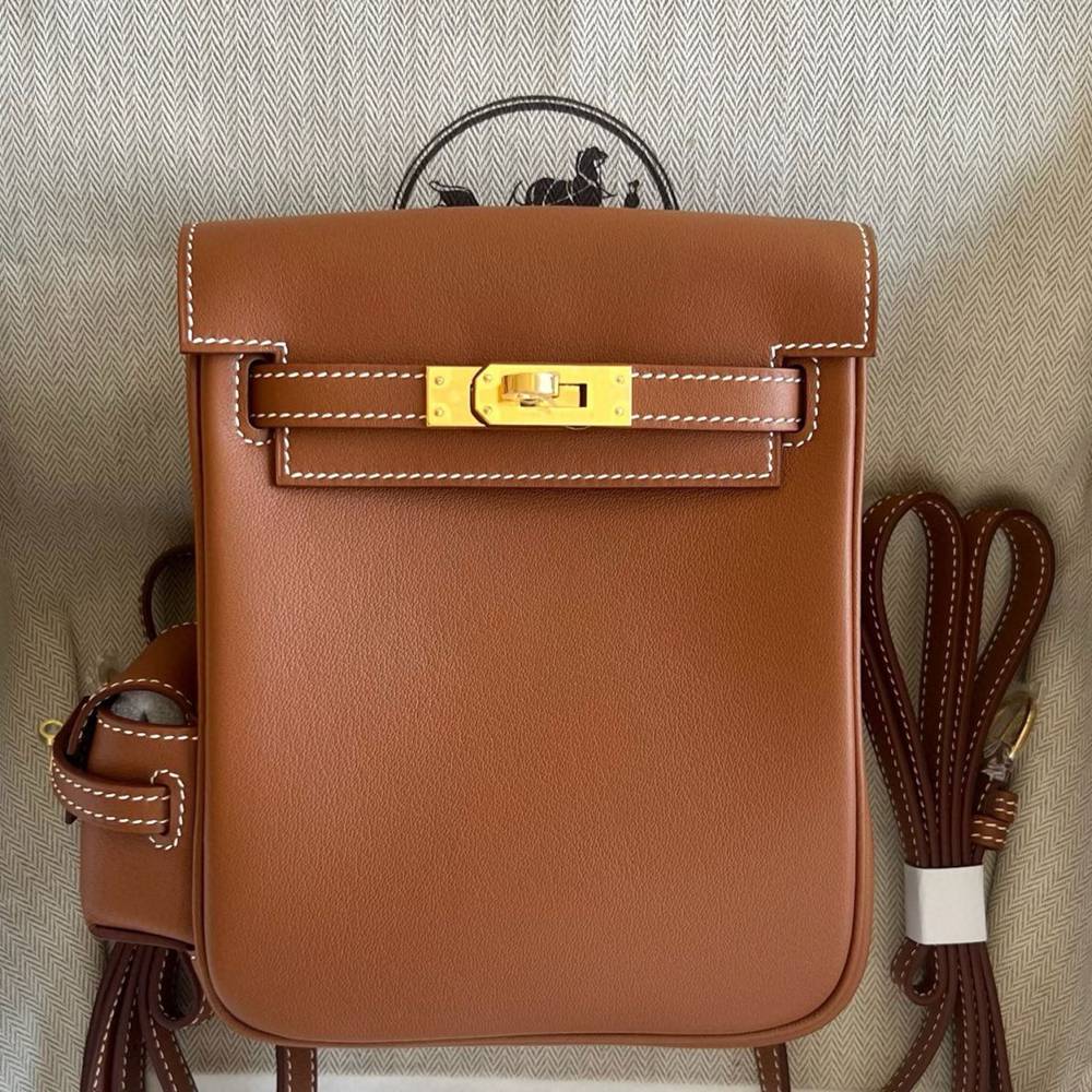 Hermes Kelly Jump Backpack in Gold Swift Calfskin