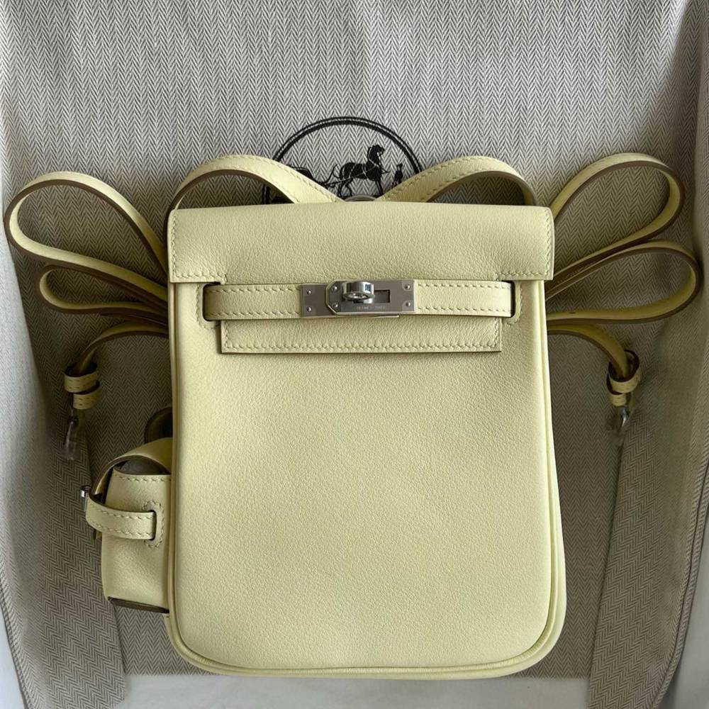 Hermes Kelly Jump Backpack in Jaune Milton Swift Calfskin