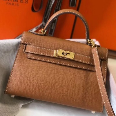 Hermes Kelly Mini II Bag In Gold Epsom Leather GHW