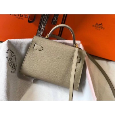 Hermes Kelly Mini II Bag In Gris Tourterelle Epsom Leather GHW