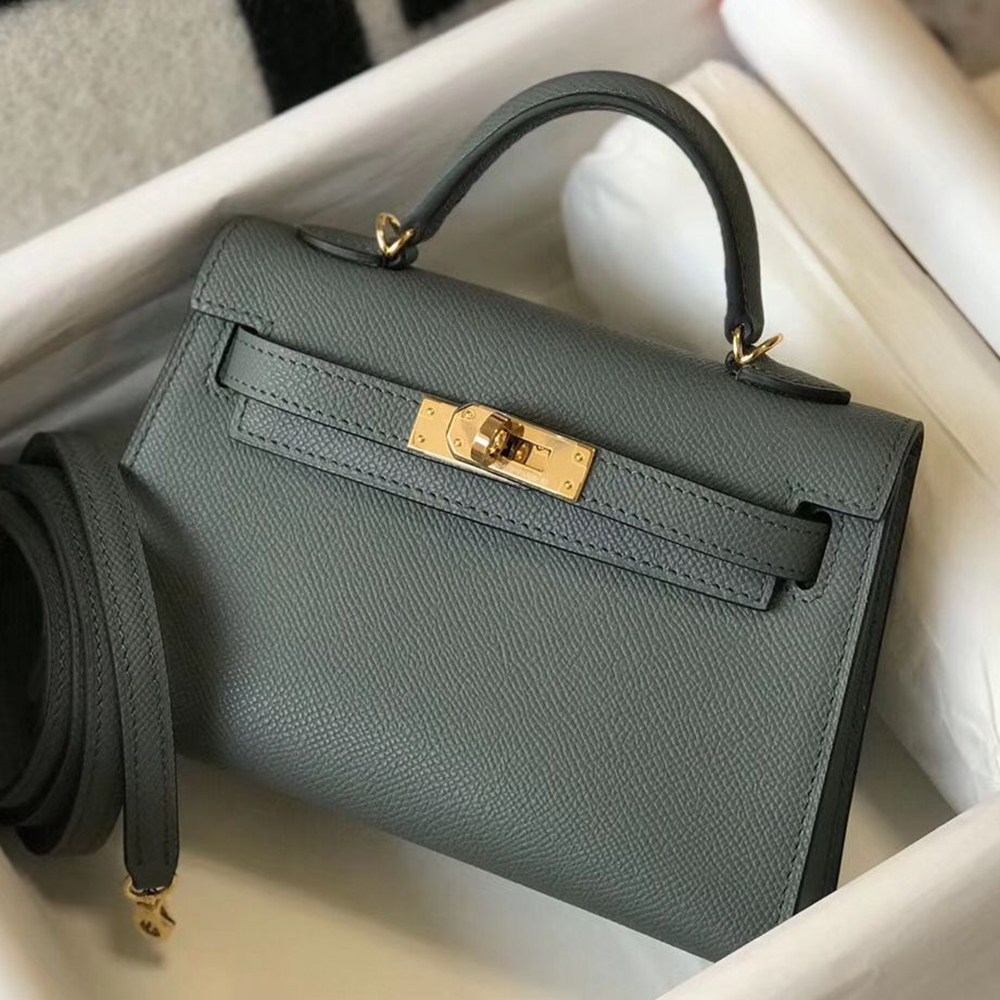 Hermes Kelly Mini II Bag In Vert Amande Epsom Leather GHW