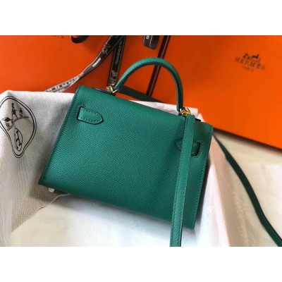 Hermes Kelly Mini II Bag In Vert Vertigo Epsom Leather GHW