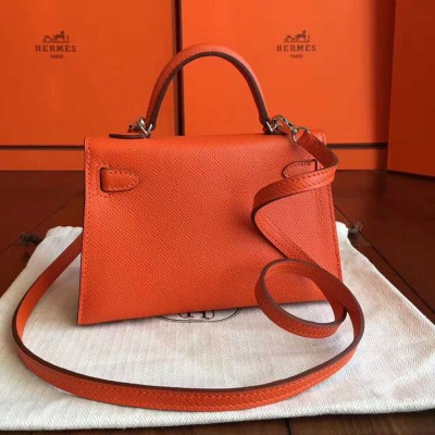 Hermes Kelly Mini II Handmade Bag In Orange Epsom Leather