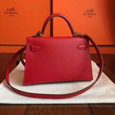 Hermes Kelly Mini II Handmade Bag In Red Epsom Leather