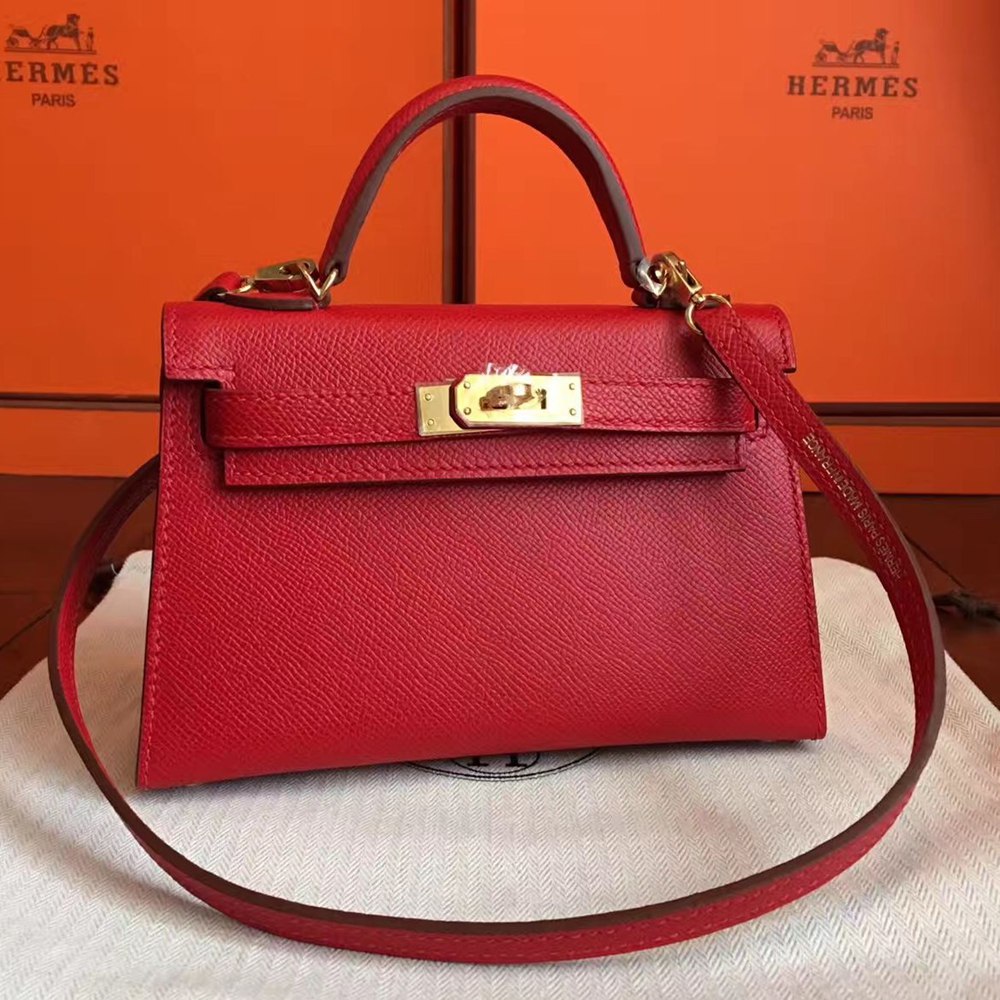 Hermes Kelly Mini II Handmade Bag In Red Epsom Leather