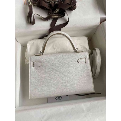 Hermes Kelly Mini II Sellier Handmade Bag In Gris Pale Epsom Calfskin