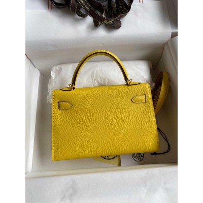 Hermes Kelly Mini II Sellier Handmade Bag In Jaune de Naples Epsom Calfskin