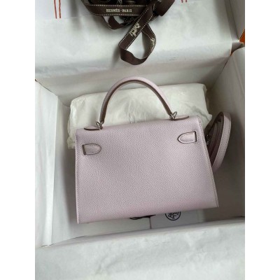 Hermes Kelly Mini II Sellier Handmade Bag in Mauve Pale Epsom Calfskin