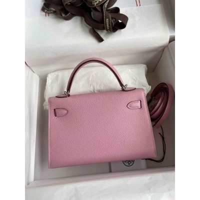 Hermes Kelly Mini II Sellier Handmade Bag In Mauve Sylvestre Epsom Calfskin