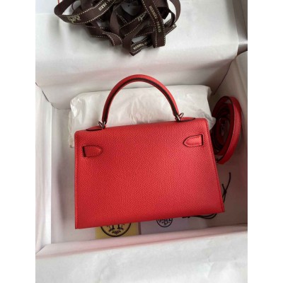 Hermes Kelly Mini II Sellier Handmade Bag In Piment Epsom Calfskin