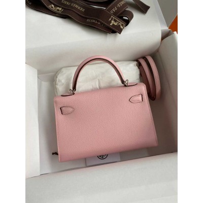 Hermes Kelly Mini II Sellier Handmade Bag In Rose Sakura Epsom Calfskin