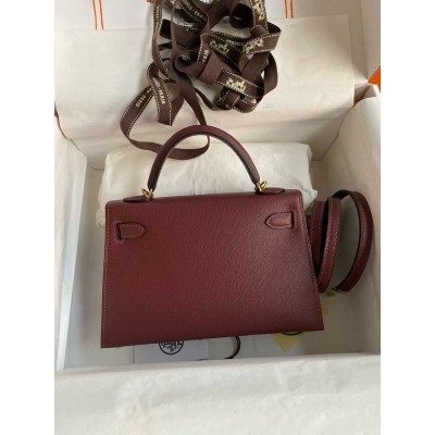 Hermes Kelly Mini II Sellier Handmade Bag in Rouge H Madame Calfskin