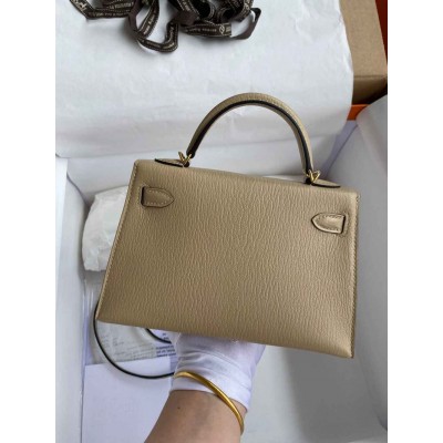 Hermes Kelly Mini II Sellier Handmade Bag In Trench Chevre Mysore Leather