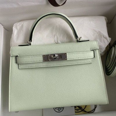 Hermes Kelly Mini II Sellier Handmade Bag in Vert Fizz Epsom Calfskin