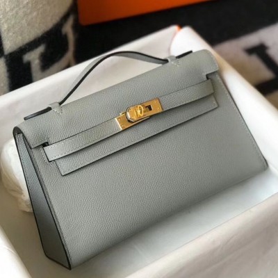 Hermes Kelly Pochette Bag In God Epsom Leather