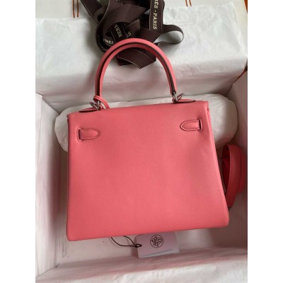 Hermes Kelly Retourne 25 Handmade Bag In Rose d Ete Swift Calfskin