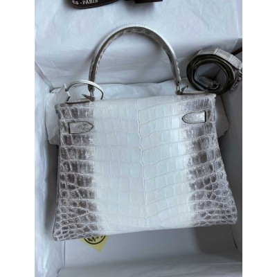 Hermes Kelly Retourne 28 Handmade Bag In Himalaya Crocodile Niloticus Skin