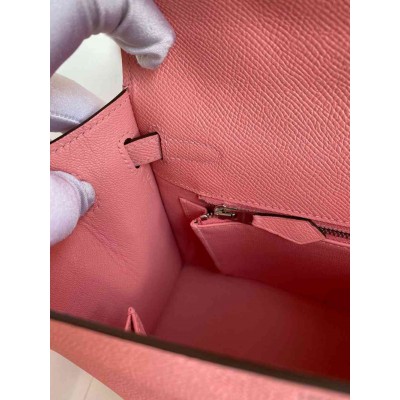 Hermes Kelly Sellier 25 Handmade Bag In Rose Confetti Epsom Calfskin