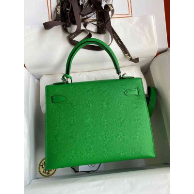 Hermes Kelly Sellier 28 Handmade Bag In Bamboo Epsom Calfskin