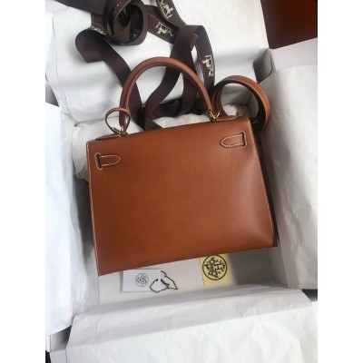 Hermes Kelly Sellier 28 Handmade Bag In Gold Barenia Calfskin