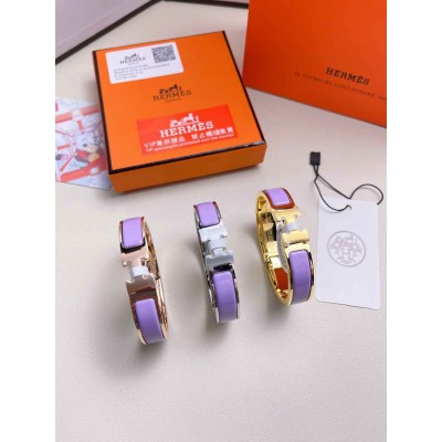 Hermes Lilas Enamel Clic H Bracelet