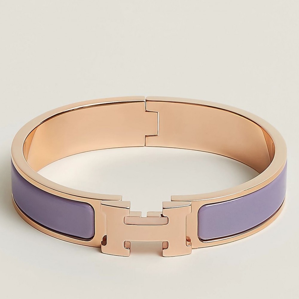 Hermes Lilas Enamel Clic H Bracelet