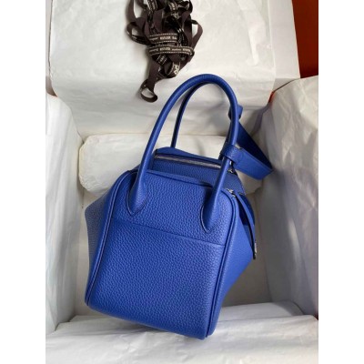 Hermes Lindy 26 Handmade Bag In Blue Electric Clemence Leather